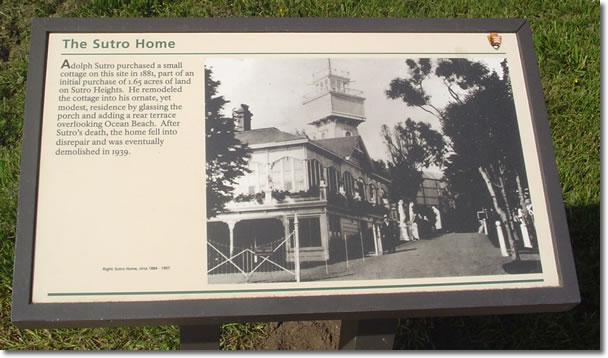 A photograph of Adolph Sutro's house with its white lookout tower in Sutro Heights Park in San Francisco, California.  Image copyright © Philip W. Tyo 2007