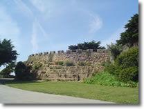 A photograph of the castle-like rocky promontory in Sutro Heights Park in San Francisco, California.  Image copyright © Philip W. Tyo 2007